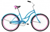 Велосипед BLACK ONE  Flora 26" сине-розовый 18" (H000004198)(1 скорость, Ножной тормоз, переключатели - нет, диаметр колес - 26", тип амортизации(вилка) - жесткая стальная, вид велосипеда - круизер, материал рамы - сталь, размер рамы - 18".)