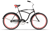 Велосипед BLACK ONE Mirage 26" черно-красный 18" (H000004192)(1 скорость, Ножной тормоз, переключатели - нет, диаметр колес - 26", тип амортизации(вилка) - жесткая стальная, вид велосипеда - круизер, материал рамы - сталь, размер рамы - 18".)