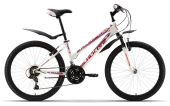 Велосипед BLACK ONE  Cloud 24" бело-красный 13" (H000004214)(скоростей - 18, Тормоза - Yinxing YX-C18D V-brake, переключатели - SHIMANO RD-TY21A/DNP, диаметр колес - 24", тип амортизации(вилка) - пружинная стальная, вид велосипеда - хардтейл, мате