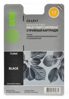 Картридж струйный Cactus CS-LX17 черный для Lexmark Z13/Z23/Z25/Z33/Z35/Z605/Z612/X11x0/X2250/X12 (1