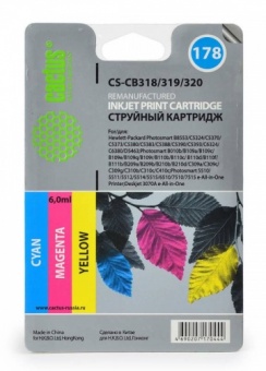 Картридж струйный Cactus CS-CB318/319/320 №178 голубой/желтый/пурпурный набор карт. для HP PS B8553/