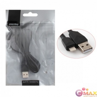 Дата-кабель Smartbuy USB - 8-pin для Apple, плоский, длина 1,2 м, черный (iK-512r black)
