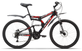 Велосипед BLACK ONE Hooligan Fs Disc 26" черно-красный 19" (H000003712)(скоростей 18, ТормозаJAK-YK5 дисковые механич., переключатели - SHIMANO RD-TY21A/DNP, диаметр колес 26", тип амортизации(вилка) - пружинная стальная, вид велосипеда - двухподв
