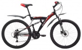 Велосипед BLACK ONE Flash Disc 26" черно-красный 16"(H000004106)(скоростей - 18, Тормоза JAK-YK5 дисковые механич., переключатели - SHIMANO RD-TY21A/DNP, диаметр колес - 26", тип амортизации(вилка) - пружинная стальная, вид велосипеда - двухподвес