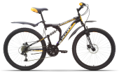 Велосипед BLACK ONE Totem 26" Black/Yellow 20"(H000001598)(скоростей - 18, Тормоза JAK-YK5 дисковые механич., переключатели - SHIMANO RD-TY21A/DNP, диаметр колес - 26", тип амортизации(вилка) - пружинная стальная, вид велосипеда - двухподвес, мате