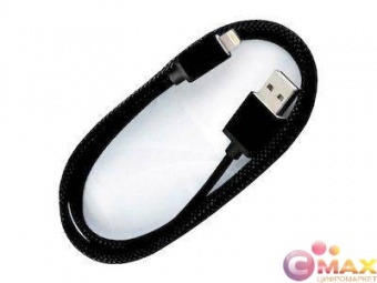 Дата-кабель Smartbuy USB - 8-pin, хлопок+металл.конн-р, длина 1,2 м, черный (iK-512met black)