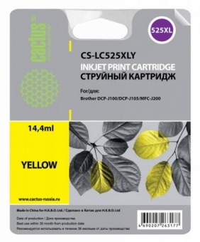 Картридж струйный Cactus CS-LC525XLY желтый для Brother DCP-J100/J105/J200 (16.6мл)